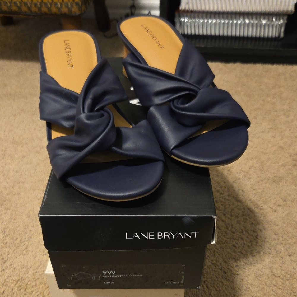Lane Bryant Blue Sandals with Bow Detail